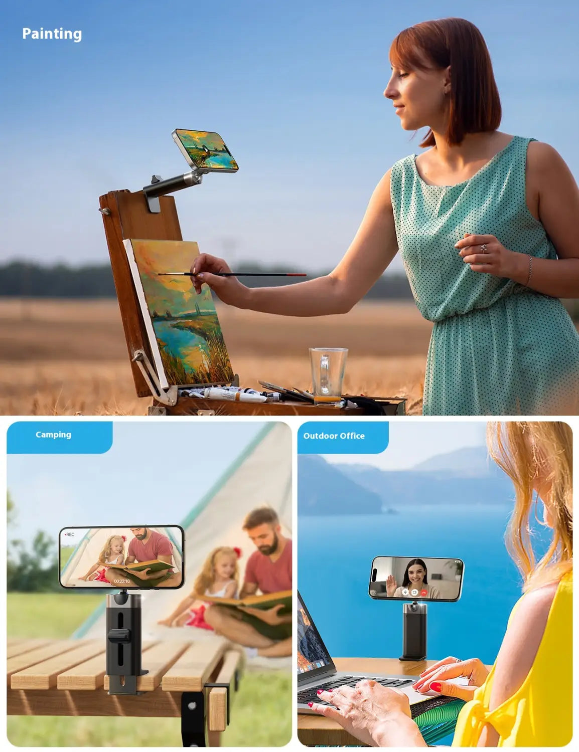 Aluminum Alloy Rotating Folding Travel Stand with Magnetic Bracket