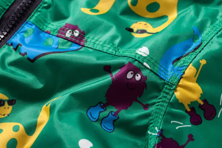 Cute Dinosaur Windproof Rainproof Jacket for Kids 3-8 Years