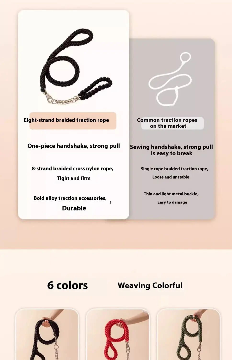 Suite de collier de formation pour animaux de compagnie de base en plusieurs couleurs 1,2 m réglable