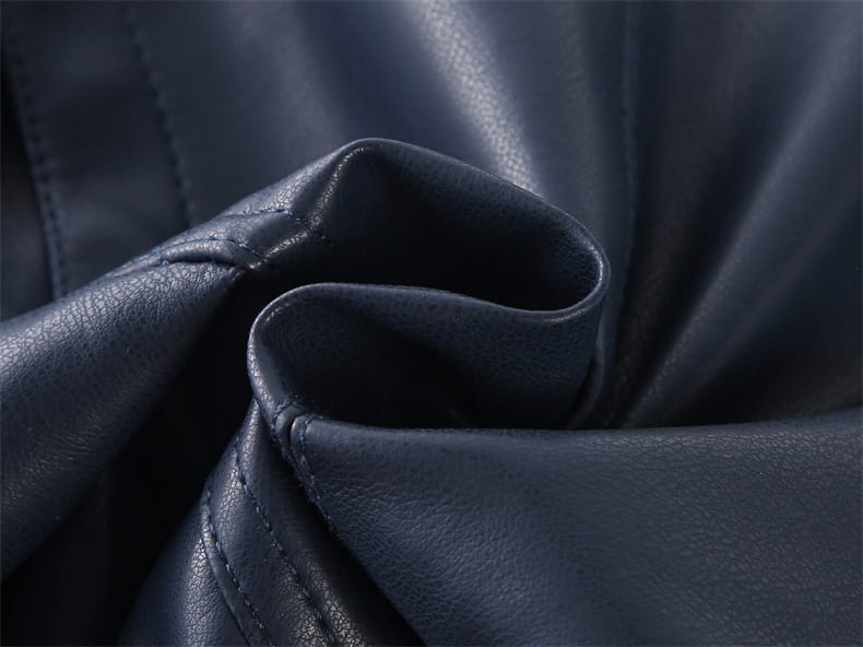 Solid Color Leather Fabric for Fashion Casual Jackets in Black and Royal Blue