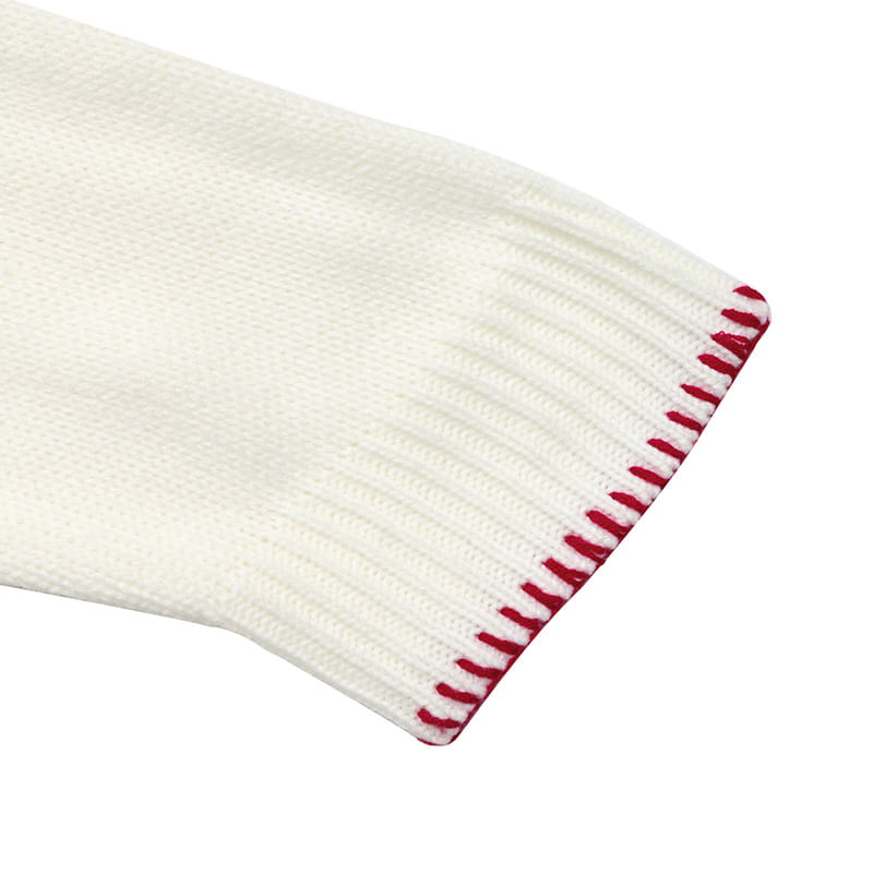 Strawberry Beige Loose Pullover Sweater for Women Acrylic Wool Knit Top