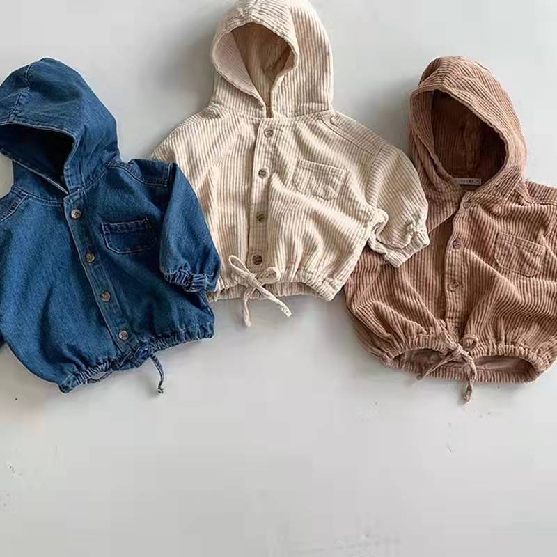 Hooded Denim Corduroy Casual Jacket