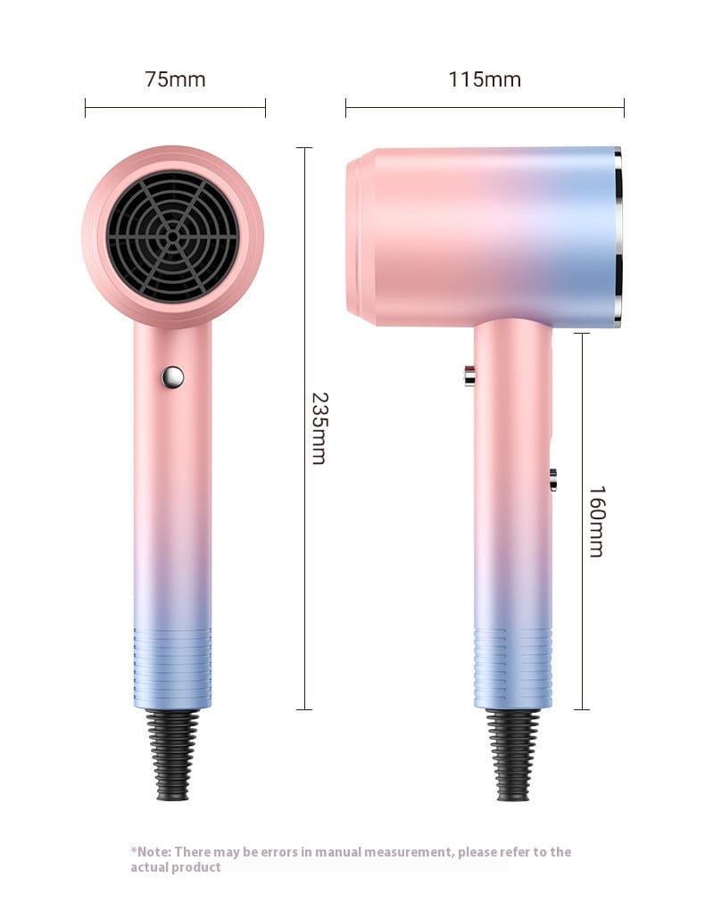 High Power Electric Hair Dryer Household with Gradient Purple and Blue Light