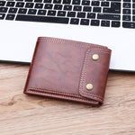 Button Purse Short Men’s Money Clip Oil Wax Leather - Button Purse Short Men’s Wallet for Wallet Aficionados