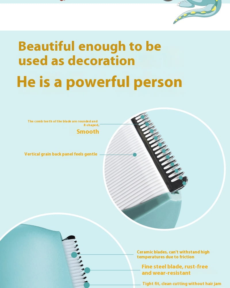 Rechargeable Hair Clipper for Children with Low Noise and Removable Cutter Head