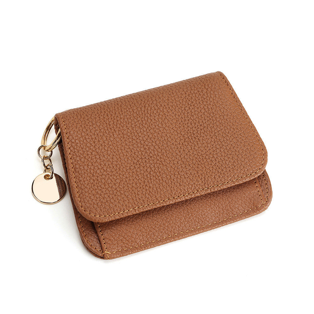 Solid Color Women’s Fashion Zipper Coin Purse - Solid Color Wallets with Round Tag for Stylish Women