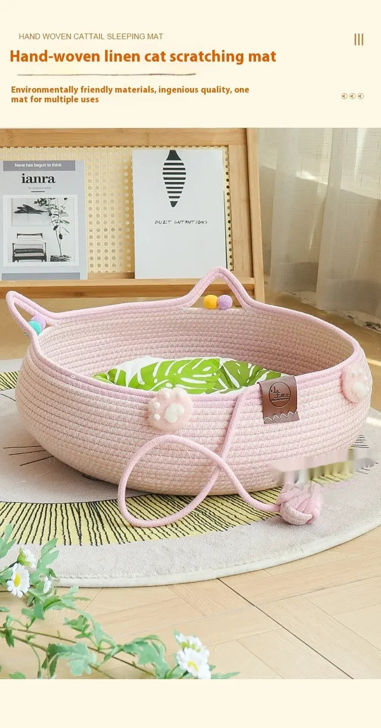 Leaba agus Mata Nead Féin-Hi Cat Pink Cat do Chait Peataí Beaga