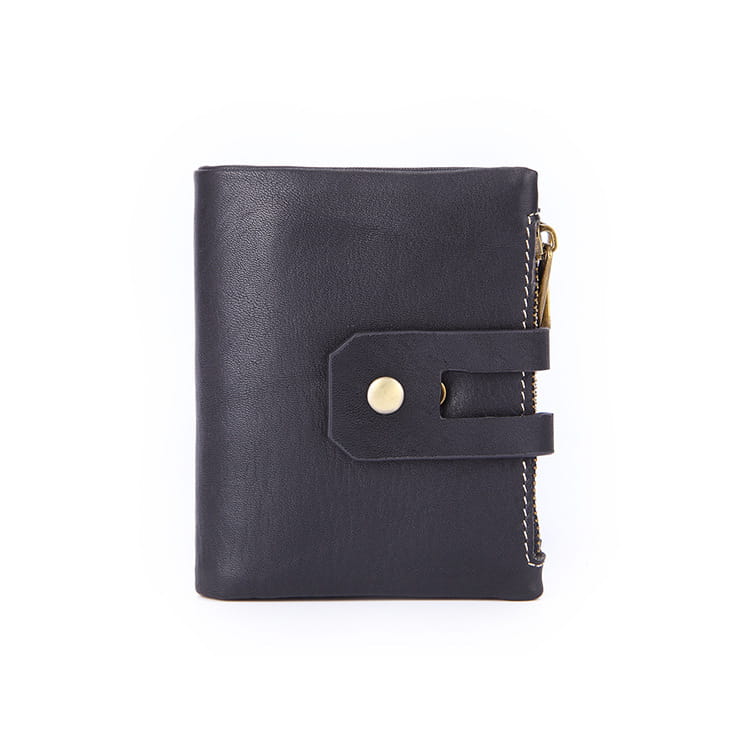 Unisex Leather Wallet with Zipper Closure in Retro Wine Red Green Black Brown