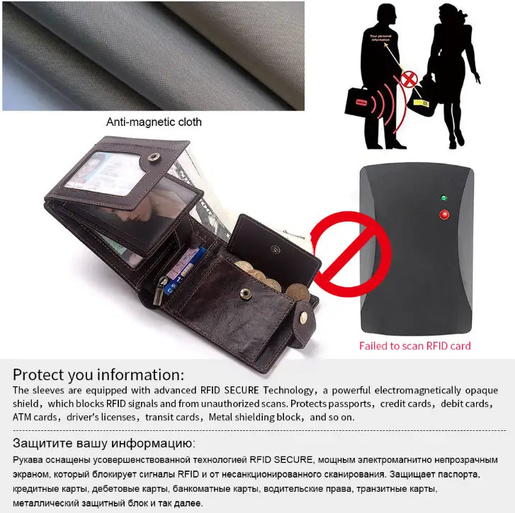 United States Cowhide Wallet Three Fold Leather Cortex Euro Style