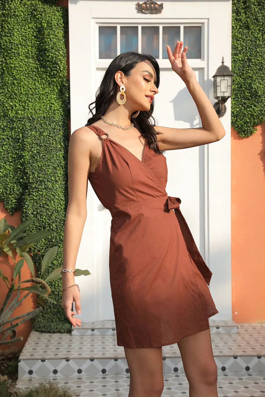 Barr waist sleeveless donn do mhná le fabraic poileistir i méideanna éagsúla