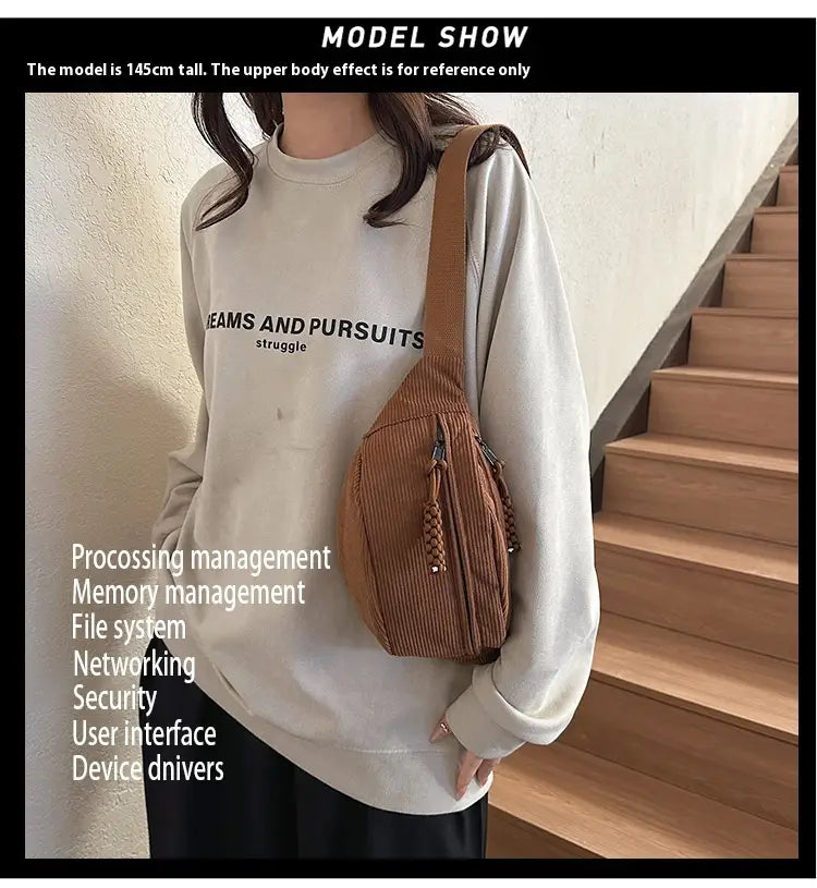 Casual Crossbody Shoulder Bag with Preppy Style and Polyester Lining