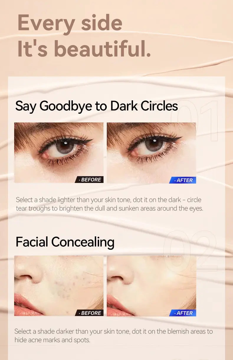 Waterproof Liquid Concealer to Improve Skin Color and Cover Imperfections