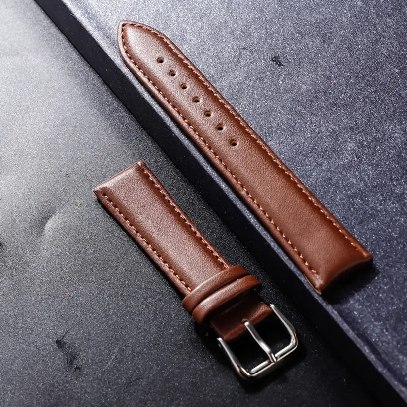 Fashionable And Simple Plain Pin Buckle Leather Strap