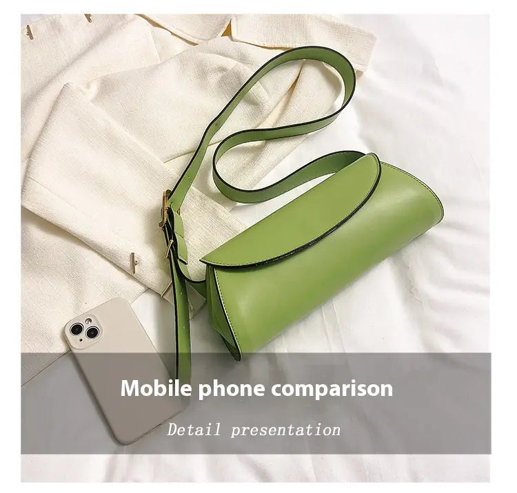 Milky White Cylinder Pu axelväska Justerbar remmulti-färghandväska