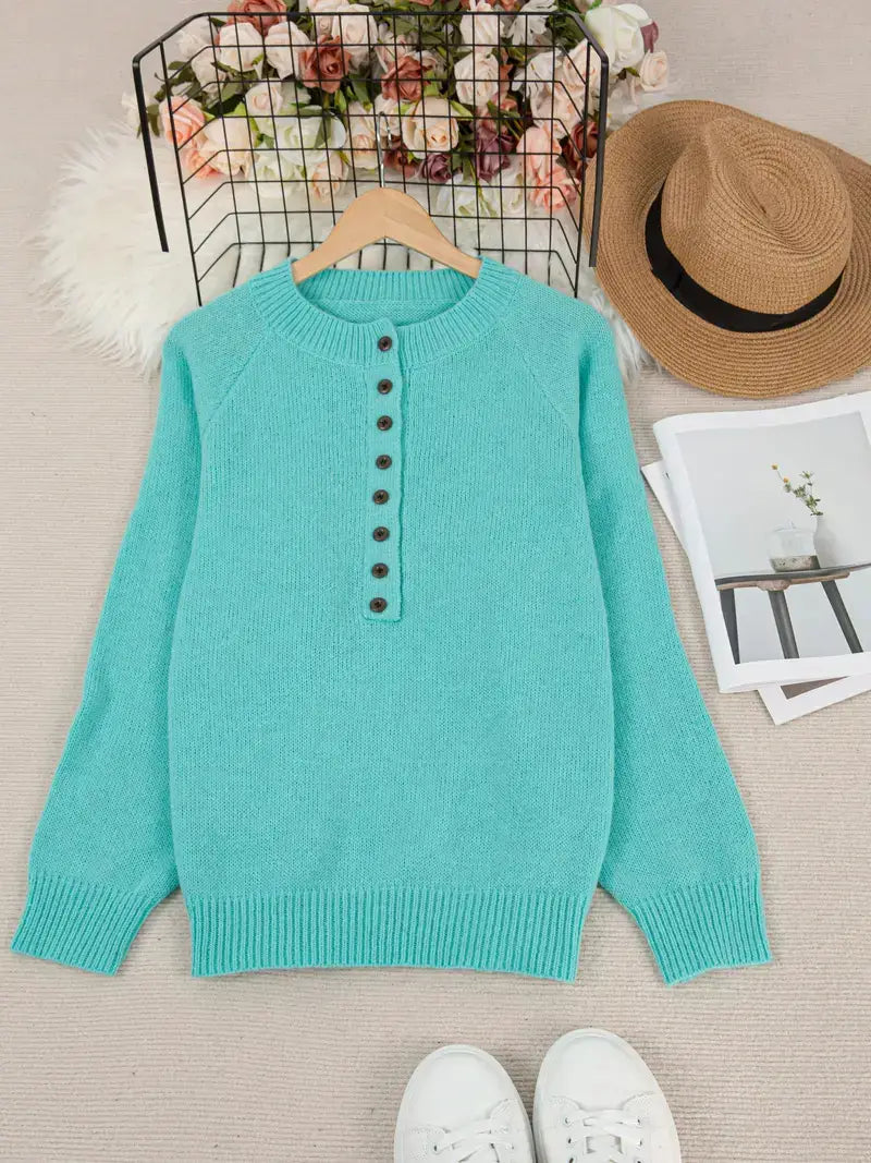 Japanese Korean Casual Deer Plush Pullover Sweater Button Up Polyester Top