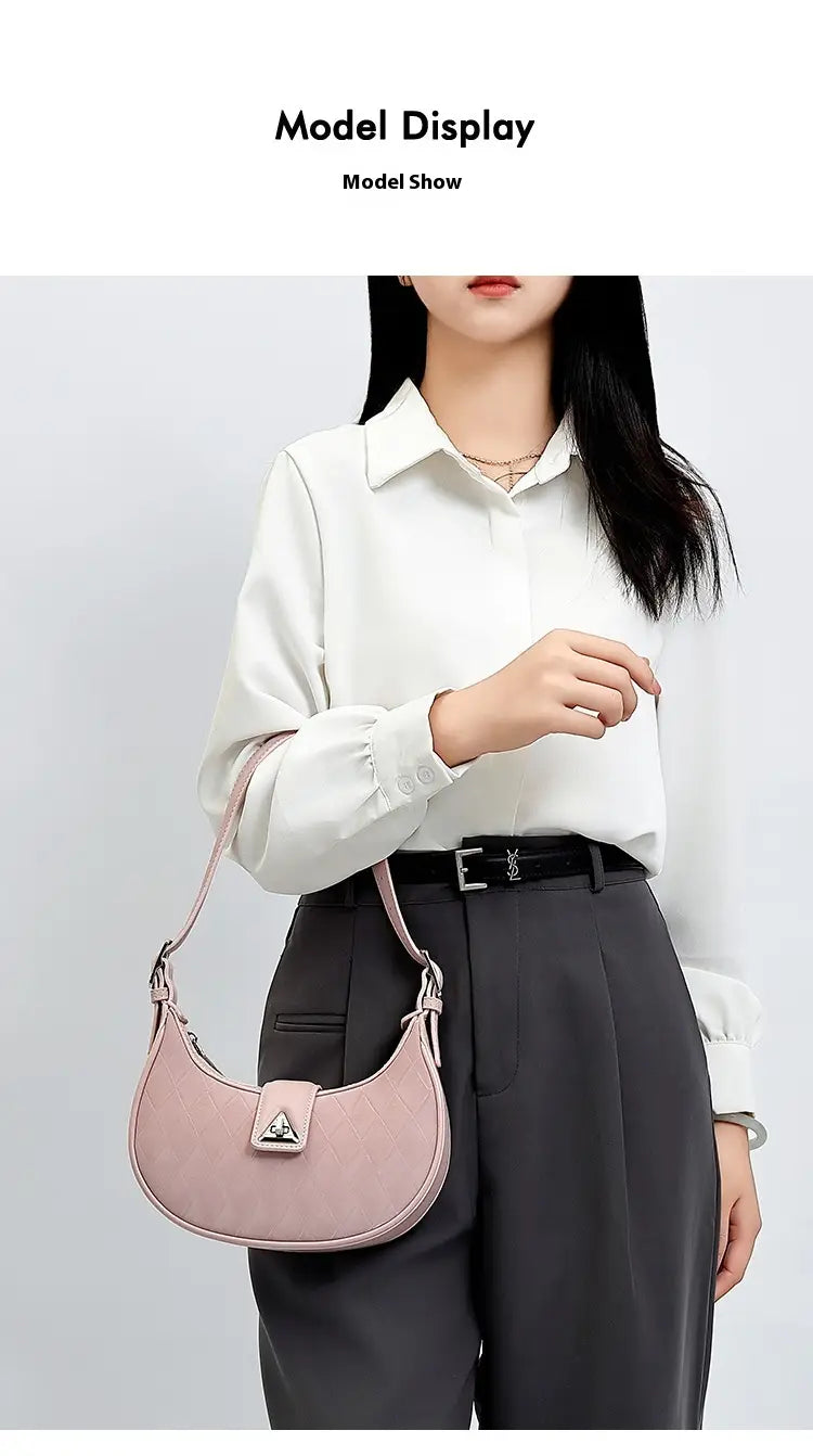 Pink Black Milky White Soft PU Saddle Shoulder Messenger Bag