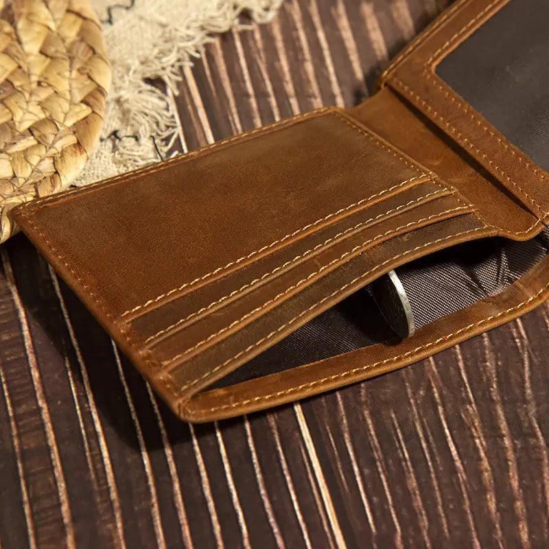 Leather Money Clip Wallet with Card and ID Slots in the United States