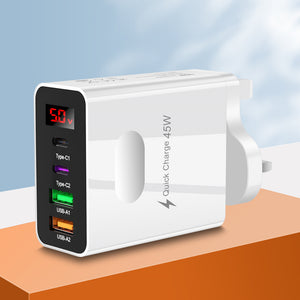 Digital Display 2USB 2Type-c Digital Display Phone Charger - Charger Standards Unite: The Universal Power Buddy