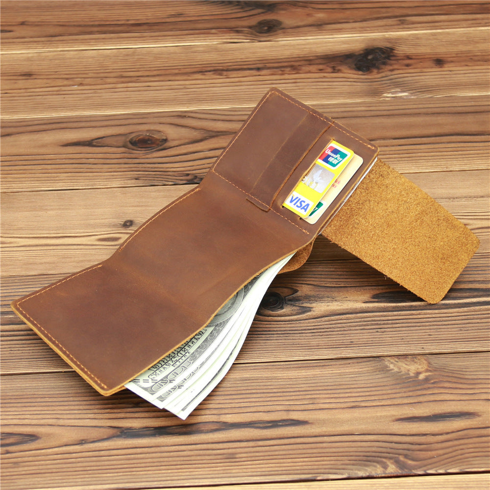 Men’s Retro Crazy Horse Leather Wallet - Unleash Your Inner Cowboy with Our Crazy Wallet