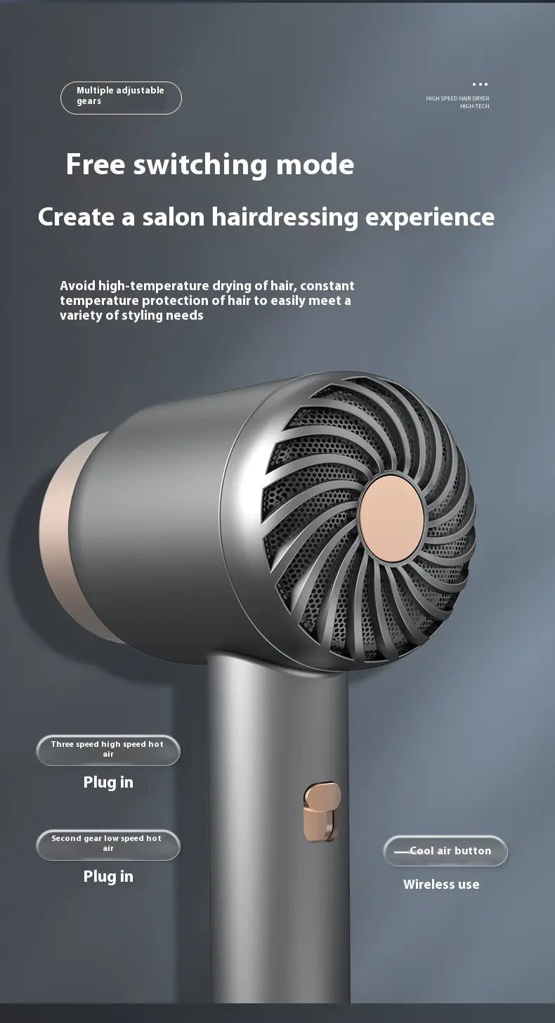 Wireless Hair Dryer with Anion Rechargeable Technology for Dormitory