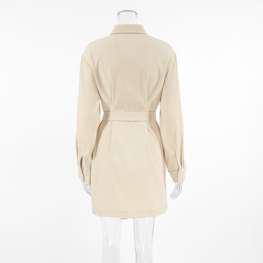 Robe épaule à manches longues kaki Jupe décontractée en polyester pour femmes S-xl