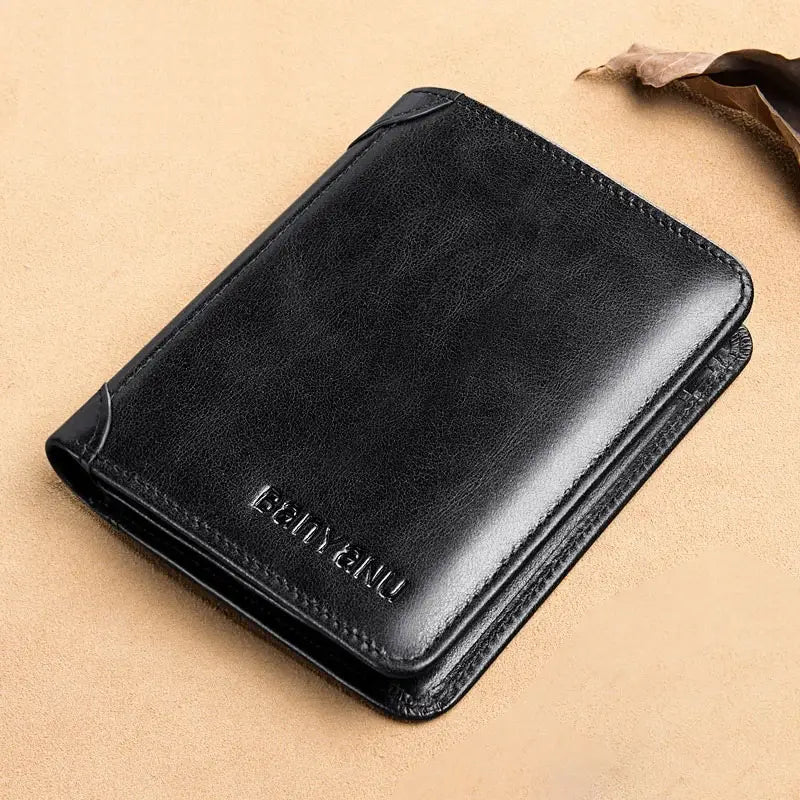 Black Cowhide Anti-Theft Wallet for Men in the United States CHF Markets