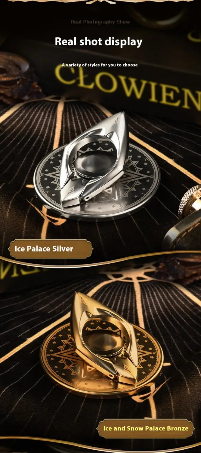Ice Snow Palace and Night Moon Fingertip Gyro Magnetic with Rotating Fastened Ring