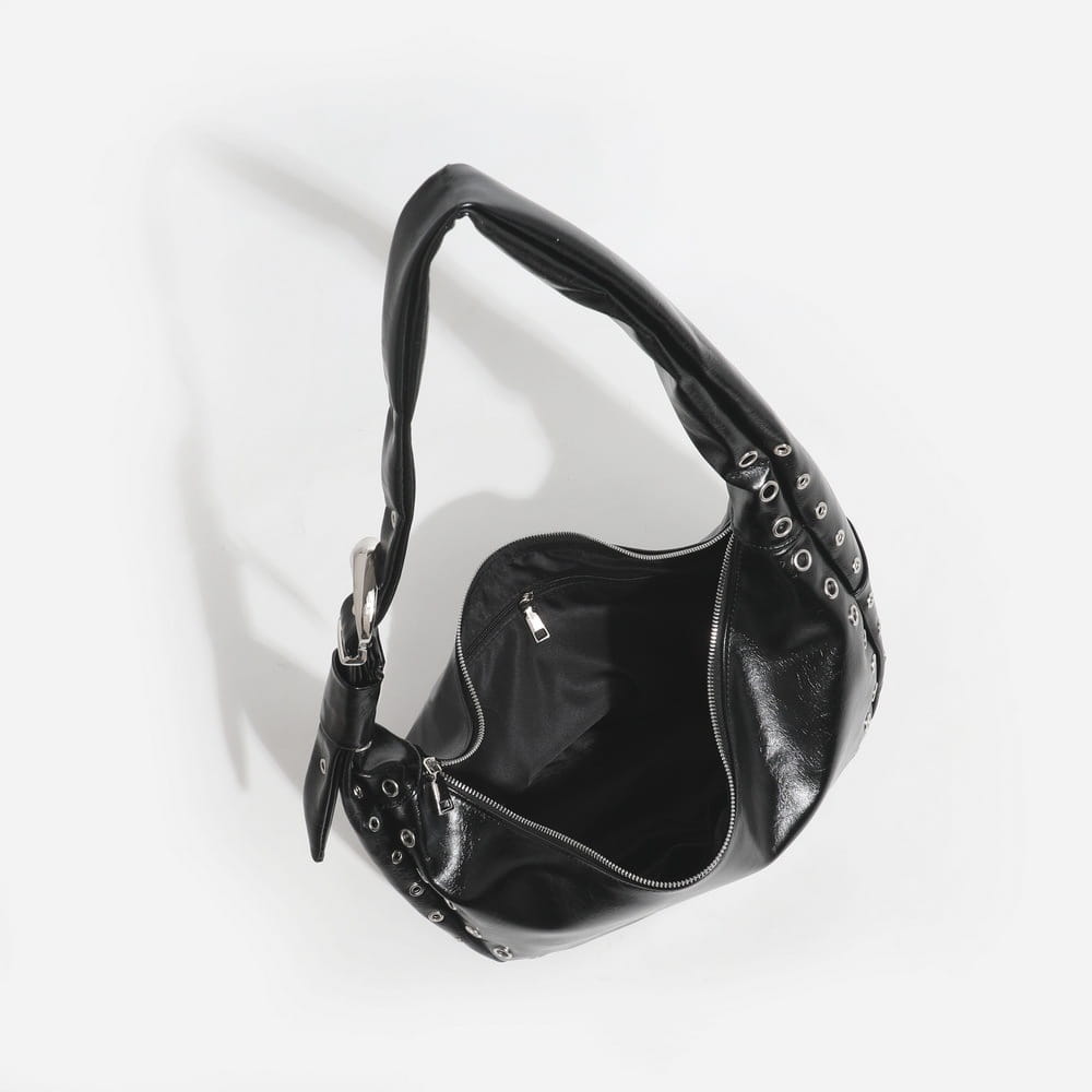 Sacca di gnocchi da donna Black scuro in pelle marrone scuro per spalla