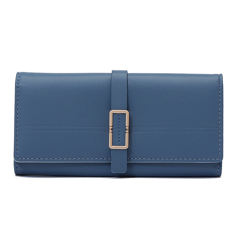 Long Metal Buckle Simple Tri-fold Clutch - Long Metal Buckle Clutch for Fashionably Forgetful