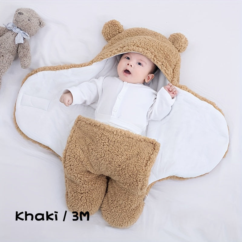 Winter Baby Sleeping Bag Bear Nap Printed Sleeping Bag Suitable For Babies Aged 0-10 Months Soft Nap Mat With Removable