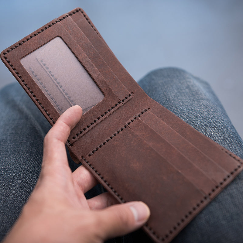 Vintage DIY Waxed Leather Horizontal Wallet - Snack on Style with the Vintage DIY Leather Wallet