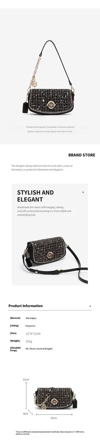 Zwarte ketting schoudertas pu lederen crossbody portemonnee voor reizen en vrije tijd