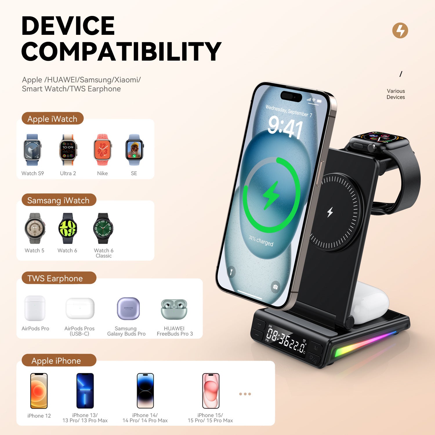 Desktop Vertical Five-in-one Folding Multifunctional Wireless Charger - Meet Your New Best Friend Wireless Charger