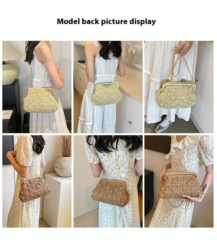 Bolsa de tecido macio branca de cáqui com zíper interno e alça de ombro único