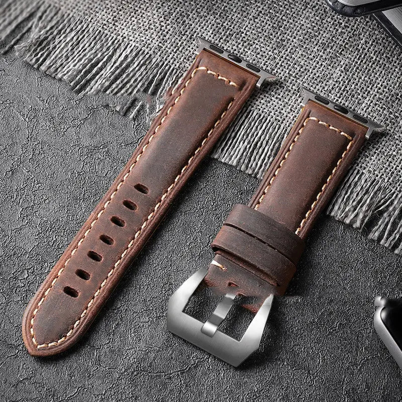 Cowhide Brushed Suede Crazy Horse Leather Strap