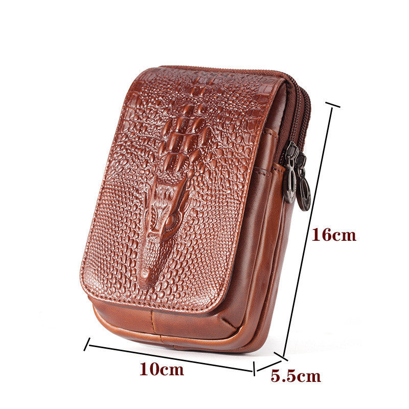 Leather Men’s Mobile Phone Pockets Vertical Multi-function - Small Black Mobile Phone Pocket with Style and Straps