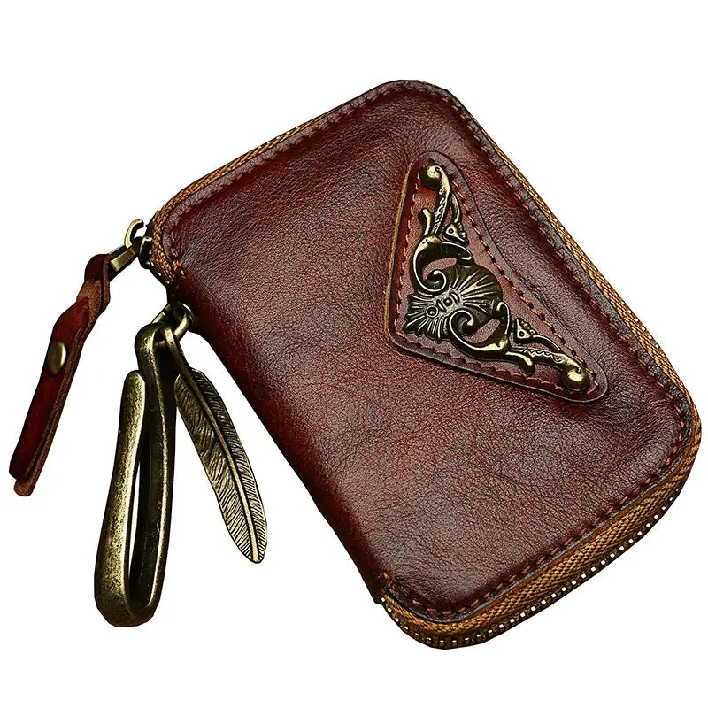 Men’s Leather Wallet with Card Slots and Heart Shape Design in Black or Brown