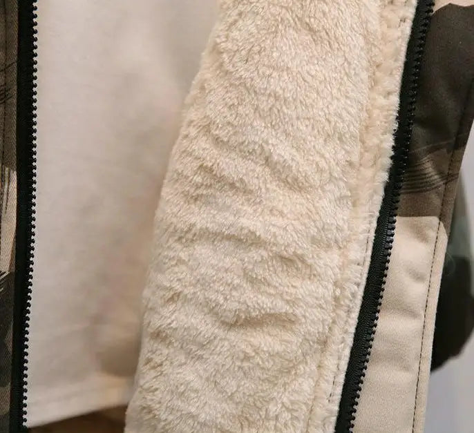 Baby Winter Camouflage Padded Cotton Jacket with Fur Collar for Boys