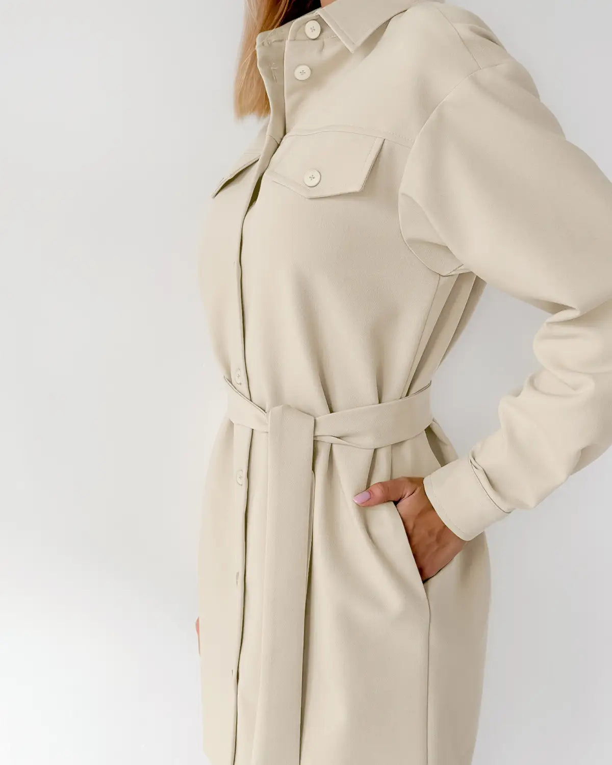 Robe épaule à manches longues kaki Jupe décontractée en polyester pour femmes S-xl