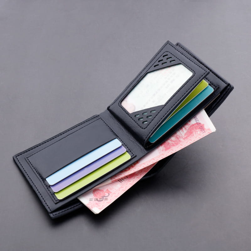 Solid Color Wallet for Men with Multiple Card Slots and ID Window in United States