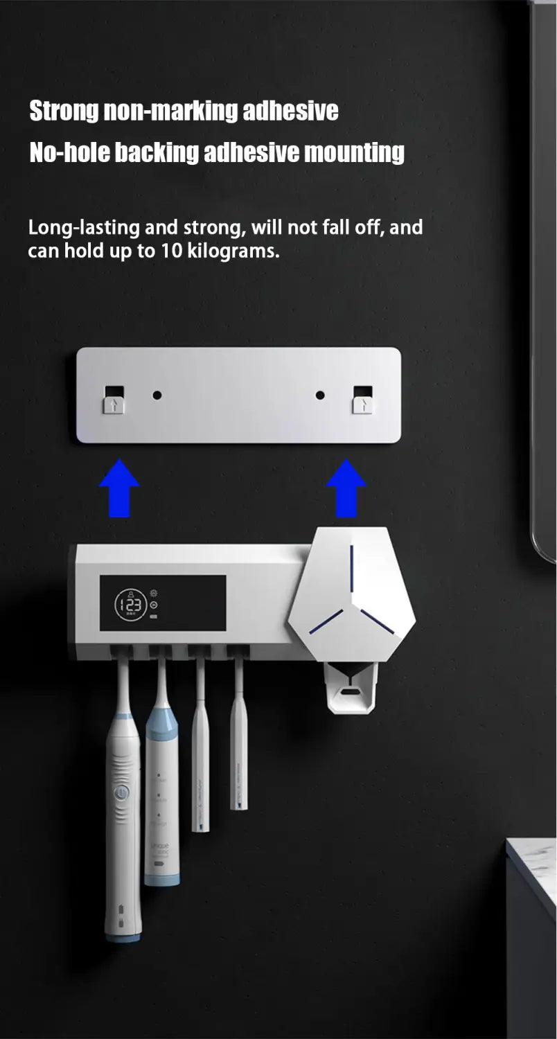 Dual Mode Wall Mounted UVC Ultraviolet Toothbrush Sterilizer System
