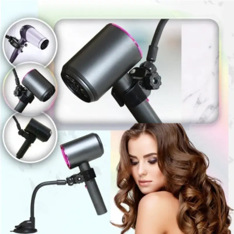 Universal Hair Dryer Bracket with 360° Rotatable Handle and Suction Mount