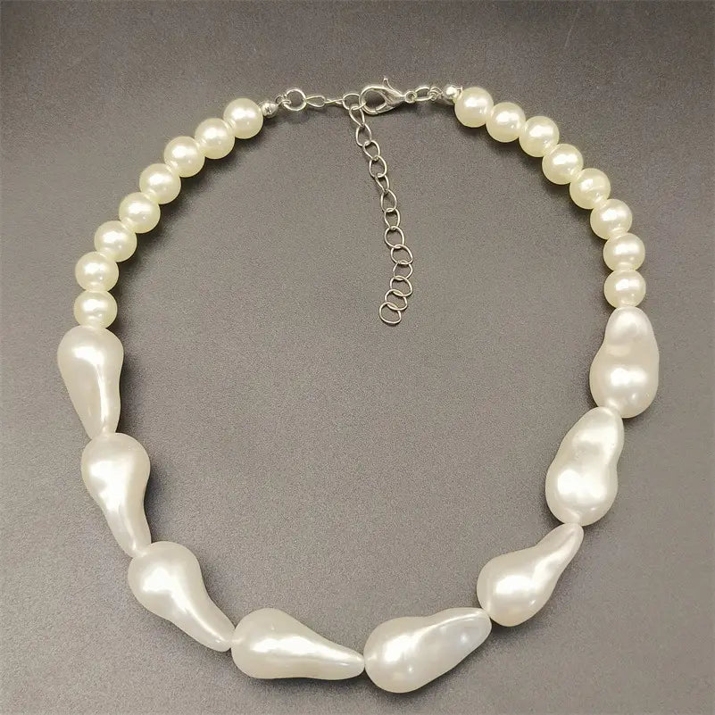 European And American Popular Necklace Creative Strange Shape Stringed Pearls