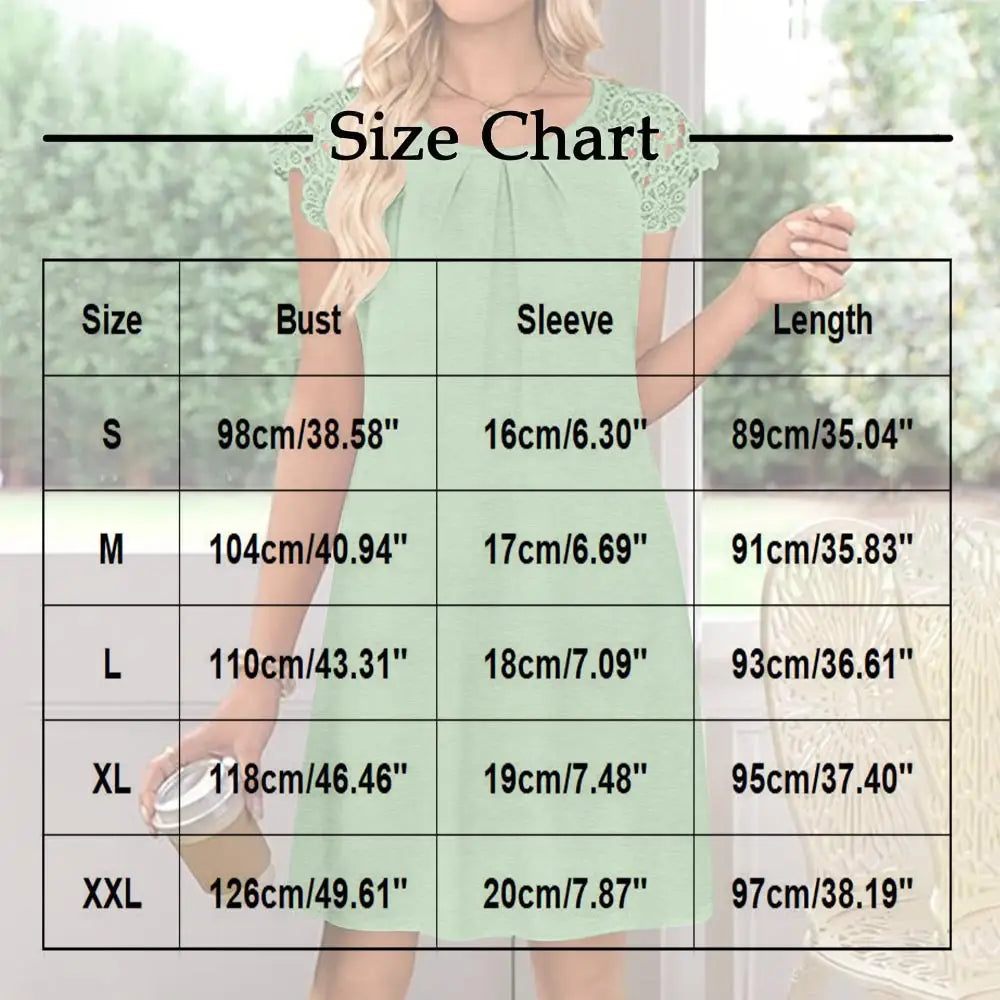 Naisten pitsi -vyötärömekko lyhythiha kesähame plus koko polyesteri