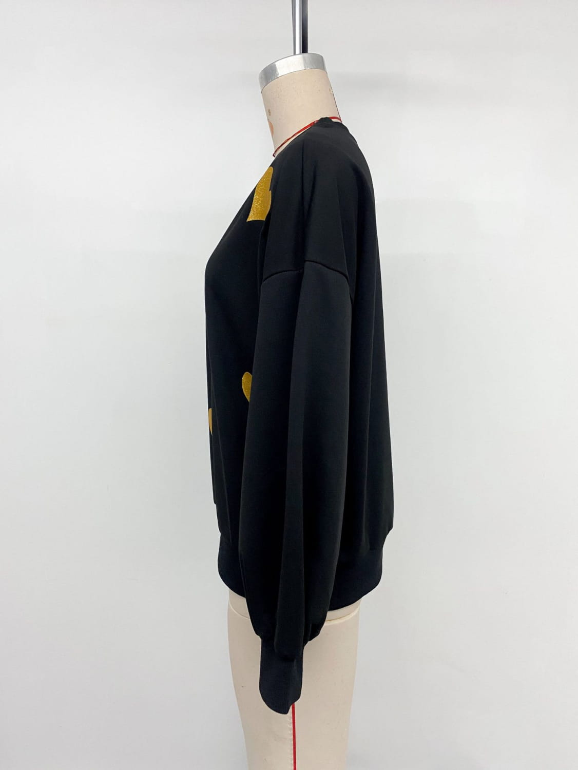 Fekete szív pulóver pulóver nők aranyos pamut kötött hosszú ujjú teteje