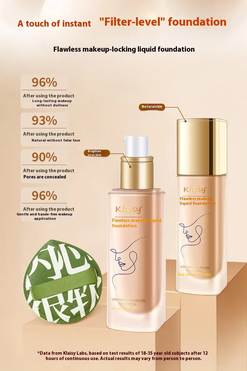 Klaisy Lock Makeup Flawless Liquid Foundation for Natural and Bright Skin