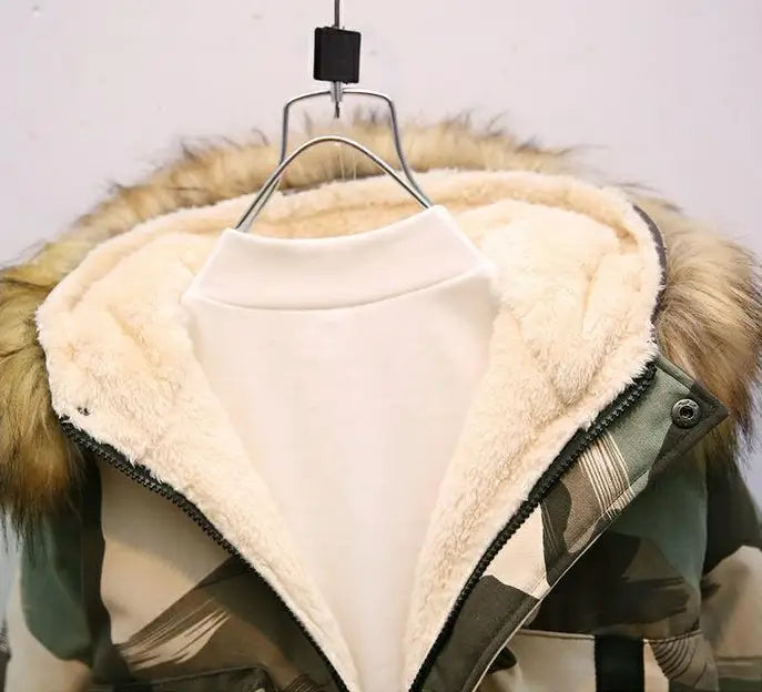 Baby Winter Camouflage Padded Cotton Jacket with Fur Collar for Boys