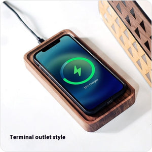 Creative Black Walnut 15W Wireless Fast Charge Wooden Tray Wireless Charger - Charge Like a Pro with the Creative