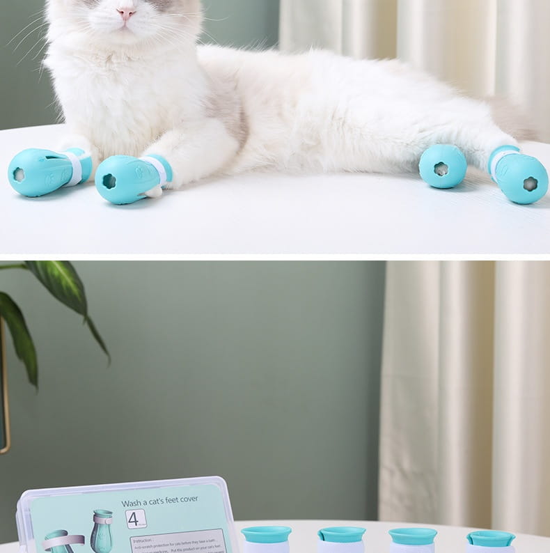 Andra generationens ljusblå gröna rosa kattstövlar gummi non slip pet skor