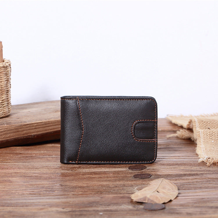 Men’s Short Leather Oil Wax Wallet Card Holder - Wallets for Men Who Don’t Like Bulges in Pockets